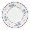 Plates Ins Purple Tulip Vintage Ceramic Plate Korean Simple Breakfast Bread Round Dish Cute Afternoon Dessert