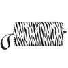 Kosmetiska väskor zebra hud vit leopard makeup mode kvinnor väska trendig vattentät påse för handväska förvaring