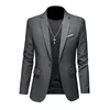 Plus storlek M-6xl Men Business Casual Blazer Solid Color Sacka Jacket Klänning Arbetskläder överdimensionerade rockar manliga varumärkeskläder tuxedo 240127