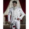 Costumes pour hommes hommes blanc rouge smoking veste de mariage pantalon gilet trois pièces élégant fête formelle Blazer Hombre Trajes De Costume