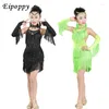 Scene Wear Children's Latin Dance Kjol Costume Performance Competition Clothing Girl Sequined Tassel