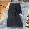 Мужские джинсы, уличная одежда JNCO Y2k, хип-хоп, мультяшный графический принт, винтажные мешковатые черные брюки, мужские и женские широкие брюки с высокой талией