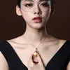 Solid 14k guldhalsband ursprung Amethyst smycken hänge för kvinnor 14 k gul guld safir ädelsten kedjor halsband 240122