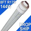 R17D/HO 8FT LED Bulbs, V Shaped 4 Row Clear Cover 144W 6500K Cold White T8 8FT Tube Light with R17D Rotatable Base, 8FT R17D LED Bulbs Shop Warehouse Garage usastock