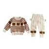 Clothing Sets Winter Kids Knitted Suit Children Boy Girl 2Pcs Clothes Set Bear Sweater Pant Infant Baby Drop Delivery Maternity Otcxp