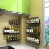 kitchen rack Stainless steel spice rack punching wall-mounted oil salt sauce vinegar storage bathroom wall shelf230x