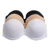 Bras Vgplay Sujetador blanco Sin tirantes Push Up Lencería antideslizante Correa de banda transparente Tamaño de mujer para pecho grande 32-44 C D E F