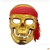 Máscaras de festa Halloween Skl Máscara Assustador Esqueleto Guerreiro Pirata Fl Protetor Facial para Cosplay Masquerade Party Costume Props Vintage Drop Dhbcn