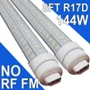 R17D/HO 8FT LED Bulb - Rotate 6500K Daylight 144W, 14500LM, 250W Equivalent F96T12/DW/HO, Clear Cover, T8/T10/T12 Replacement, Dual-End Powered, Ballast Bypass Barn usastock