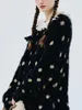 Kvinnors tröjor Imakokoni svart polka dot tröja med lös långärmad topp kvinnlig 234394