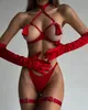 Yimunancy gland ensemble de Lingerie femmes licou Sexy érotique rouge noir dos ouvert bref Kit 240127