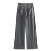 Женские брюки TRAF, льняные брюки, женская осень 2024, винтажный широкий комплект с высокой талией, женская одежда, свободные брюки, шикарные повседневные женские брюки с карманами