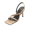 Sandalen Chic Karree Frauen Aprikose Leder Schmale Band Sommer Schuhe Schwarz Formale Kleid Pumpen Dünne High Heels Dame Alias