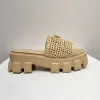 Carta P Mujer Negro Natural Crochet Fabricación Flatform Sandal Platform Platform Woven Tobre Toba Mula Mula de verano Flip Flip Sole de goma