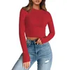 Damenblusen, langärmelige Crop-Tops für Damen, Basic Slim Bauchgürtel, Taillentrainer für Frauen, Torso, Schweißbänder