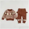 Clothing Sets Winter Kids Knitted Suit Children Boy Girl 2Pcs Clothes Set Bear Sweater Pant Infant Baby Drop Delivery Maternity Ottfy