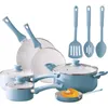 Cookware Sets Mainstays 12pc Ceramic Set Blue Linencookware Pots And Pans