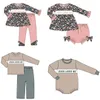 Vêtements ensembles bébé garçon vêtements fille set gamin bulle deux pièces mignonnes jesus love me broderie pantalon de treillis à manches longues