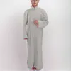 Etniska kläder muslimska mode Mellanöstern traditionella män långärmad arabisk stativ hals islamisk fast färg kaftan jubba thobe abaya