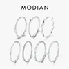 Cluster Rings Modian 925 Sterling Silver Simple Fashion Stackbar Ring Classic Wave Geometric Exducite Finger for Women Party SMEEXKE