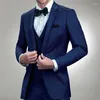 Ternos masculinos Slim Fit Mens Terno Smolking Terno Marinho Azul Noivo Smoking Para Casamento Prom 3 Peça Masculino Moda Jaqueta Colete Com Calças 2024