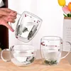 Tazze 2/1 Pz Ripieni di Fiori Secchi Tazza di Vetro A Doppia Parete Con Manico Resistente Al Calore Tè Tazze di Caffè Espresso Tazza di Latte regalo creativo