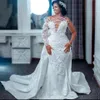 Luxury V-Neck Wedding Dress 2024 Detachable Train Pearls Sequin Beads One-Shoulder Mermaid Bridal Gown Princess Vestidos De Novia