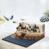 3Dデスクカレンダーメモパッドキャッスルハウスの彫刻が紙切れ紙を明らかにする魔法のノンチックノートDIYクリエイティブギフト240125