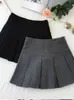 Jupes ZOKI Vintage gris jupe plissée femmes Kawaii taille haute Mini jupes mode coréenne uniforme scolaire Harajuku Streetwear printemps YQ240201