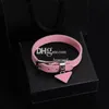 Pink Leather Bracelets Triangle Mental Bangles Stylish Letter Plated Bracelets With Stamp Jewelry Accessories