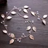 Hair Clips Handmade Rose Gold Color Leaf Crystal Bride Headband Bridal Headpieces Accessories Women Wedding Tiaras Crowns Head Jewelry