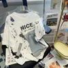 Frauen T Shirts Design Gefühl Denim Patchwork Kurzarm T-Shirt 2024 Sommer Koreanische Lose Halb Top