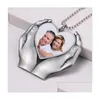 Pendentifs Sublimation Vierge Transfert De Chaleur Impression Main Coeur Pendentif Voiture En Tôle D'aluminium Porte-clés Européen Et Américain Ornement Dhskc