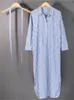 Colorfaith DR2268 Полосатое платье-рубашка из хлопка и льна на шнуровке весна-лето женские корейские модные шикарные длинные платья 240122