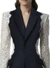 Deat Fashion Womens Blazer Fashion أحرزت الدانتيل المرقع على الأكمام الطويلة جوا السترات الإناث الخريف 2024 17A1298 240130