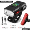 Inne elektronarzędzia produkują światła rowerowe reflektory USB T6 Strong Latkslight Riding Equipment Night Road Akcesoria górskie Drop de Dhd5y