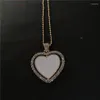 Pendentifs Colliers Sublimation Pendentifs coeur vierge avec chaîne de perles Consommables d'impression de transfert peuvent Rorate 15pcs de Lot226f