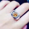 Bagues de cluster Hommes Bague Naturel Véritable Jaune Citrine Hexagone 925 Sterling Argent 8 8mm 2.5ct Pierres Précieuses Fine Bijoux Pour Femmes X21956