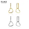 Dangle Oorbellen F.I.N.S Minimalistisch Echt S925 Sterling Zilver Ovaal Hartvormig Drop Geometrische Gladde Hoops Pendientes Plata 925 Sieraden