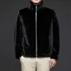 Golden Mink Fur Imitation Coat för Mens Winter Designer Style Thicked Integrated Top Double Sided Wear CLVR