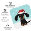 Table Mats Cute Dachshund Christmas Winter Wiener Dog Santa Coasters Coffee Placemats Mug Tableware Decoration & Accessories Pads