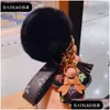 Cartoon Accessories Mouse Design Car Keychain Favor Flower Bag Pendant Charm Jewelry Keyring Holder For Men Gift Fashion Pu Leather An Otrdc