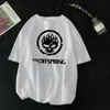 Мужские футболки унисекс Flame Skull Head Punk Tshirt Популярные топы The Offspring Skull Punk Band для женщин и мужчин Хипстерская уличная одежда Camisetas Cotton Q240201