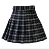 Feminino casual xadrez saia meninas cintura alta plissado a linha moda uniforme saia com shorts internos 240131
