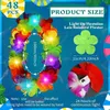 Party Decoration 24pcs Led Hawaiian Leis Light Up Flower Necklace For Masquerade Beach Wedding Tropical Themed Carnival Luau Supplies