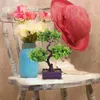 Dekorativa blommor Bonsai Tree Artificial Potted Plant Office House Plants Outdoor Planter Pots Plastic Desktop Adsmenments