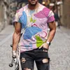 Men's T-Shirts 2022 Summer New Exquisite butterfly pattern T Shirt For Men Casual Oversized Short Sleeve Clothes Streetwear 3D Printing Top Tee Q240201