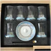 Kopjes Schoteltjes 6 Sets Turkse Theeglazen Set Met Lepel Koffiekopje Romantisch Exotisch Glas Keuken Decoratie Geschenkdoos Drop Delivery Dhwar