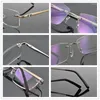 Solglasögon Frames 2024 Ultralight Titanium Rimless Glasses Frame Women Eyeglasses Square Recept Myopia Optiska män Vintage Eyewear