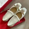 Nieuwe topkwaliteit zilveren gesp ballet flats loafers dames slip op met riem platte hak Mary Jane kleding schoenen luxe designer balletschoenen fabrieksschoeisel